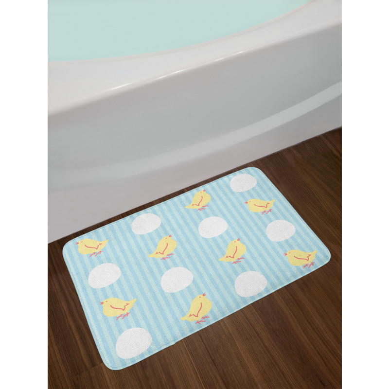 Baby Animal and Eggs Stripes Bath Mat