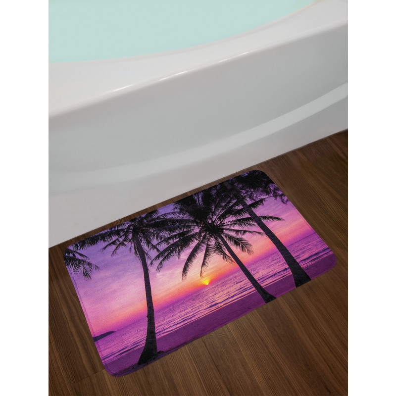 Palms Silhouette Purple Bath Mat