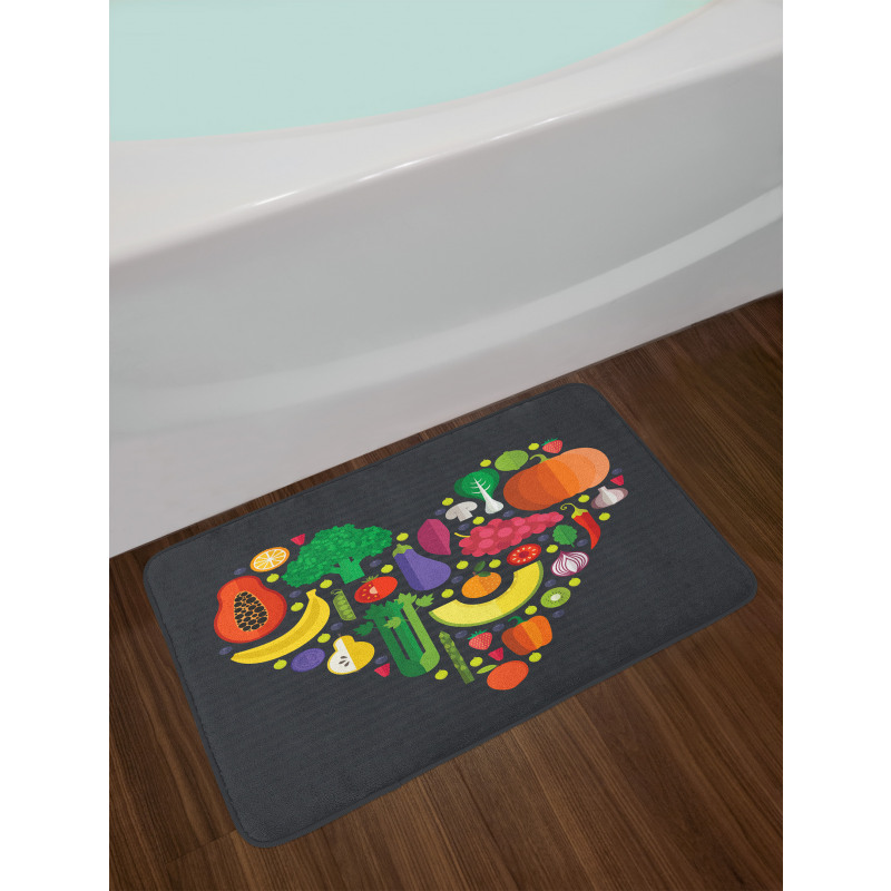 Healthy Eating Natural Heart Bath Mat