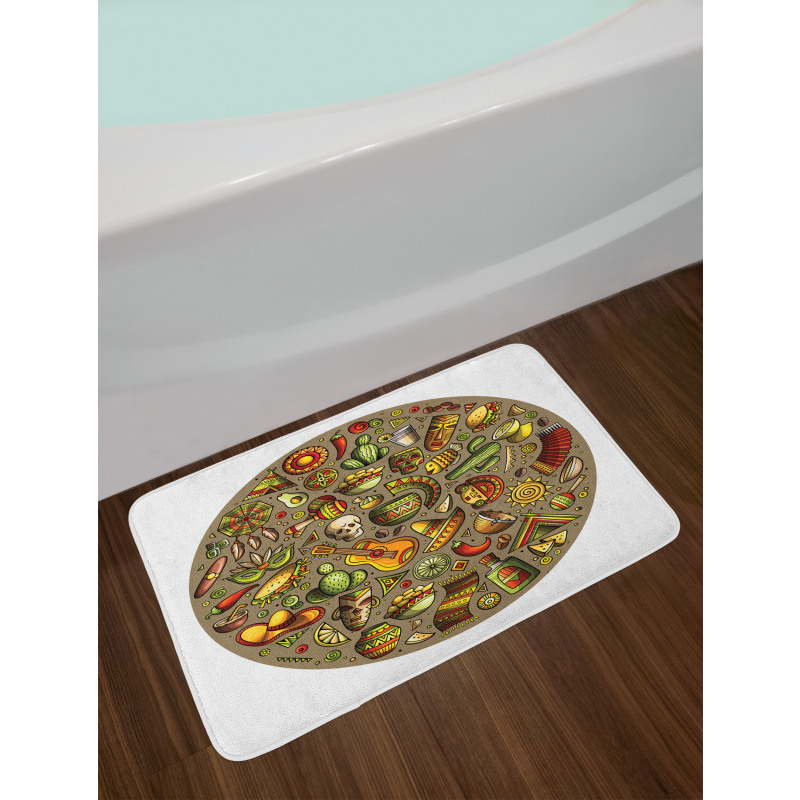 Colorful Doodles in Square Bath Mat