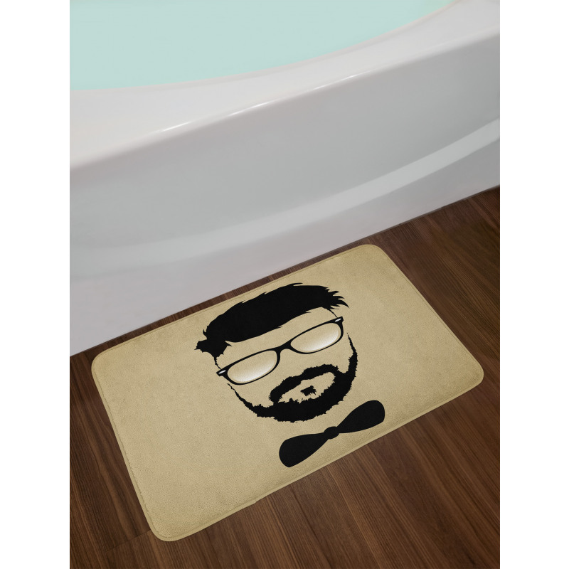 Hipster Boy Silhouette Bath Mat