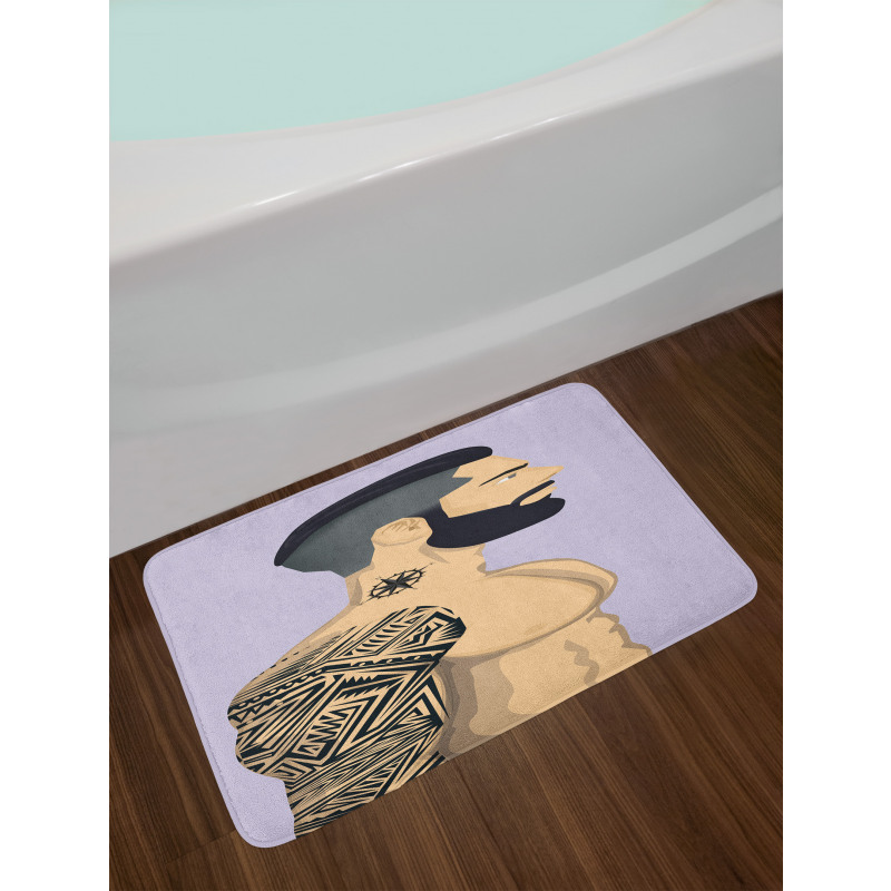 Muscular Boy with Tattoos Bath Mat