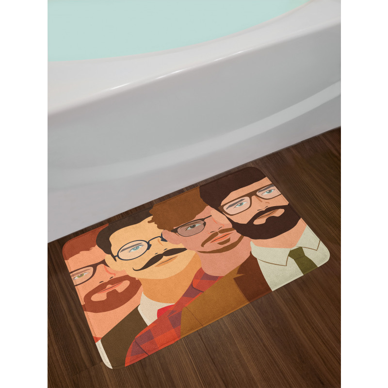 Male Hipster Characters Bath Mat