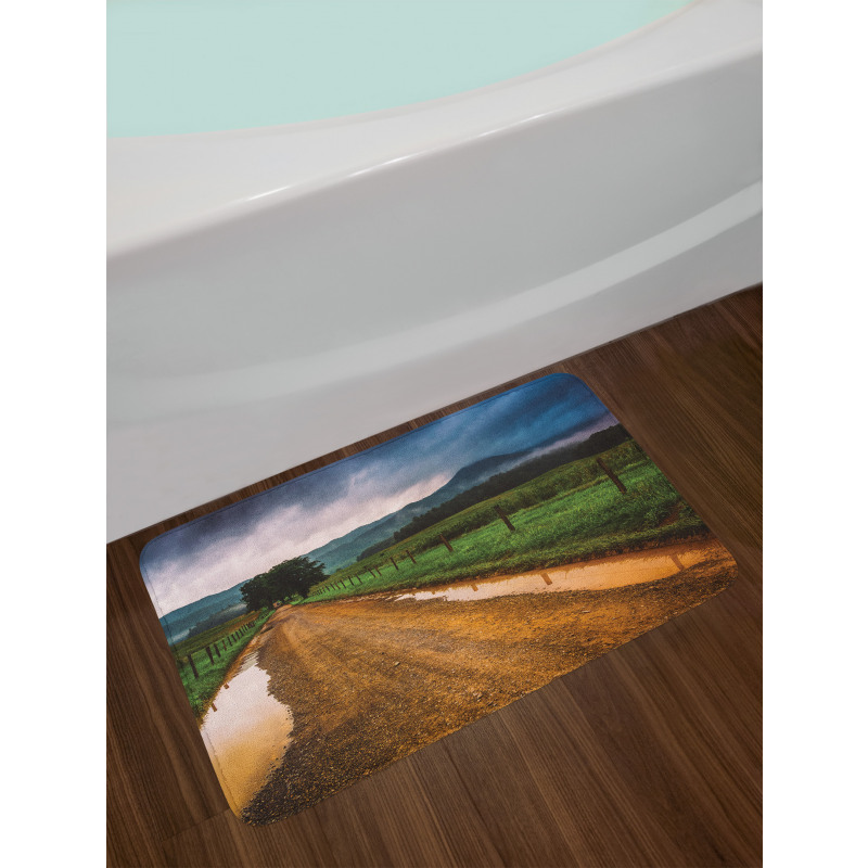 Puddles on Dirt Road Bath Mat