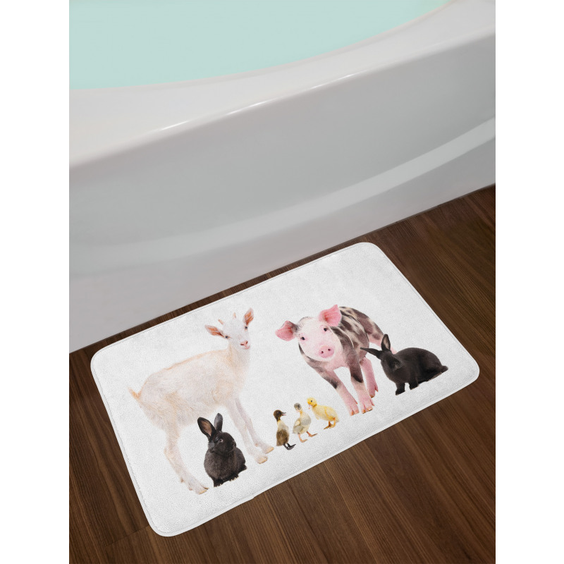 Ducks Pig Goat Bunnies Bath Mat