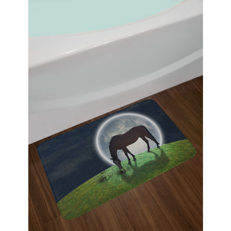 Horse on Hill Full Moon Bath Mat