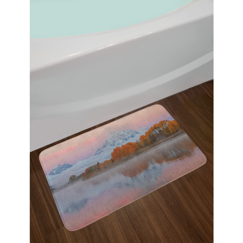 Outdoorsy Pink Sky Forest Bath Mat