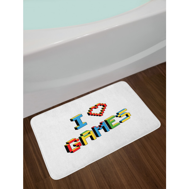 Love Video Games Pixel Art Bath Mat