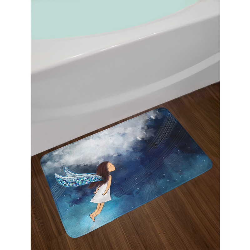 Magical Winged Girl in Sky Bath Mat