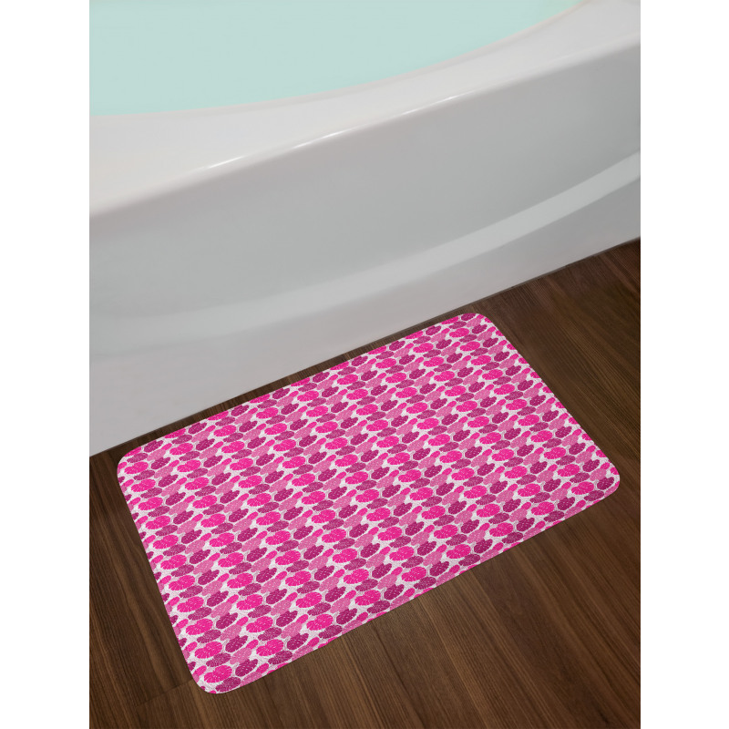 Pink Color Palette Leaves Bath Mat