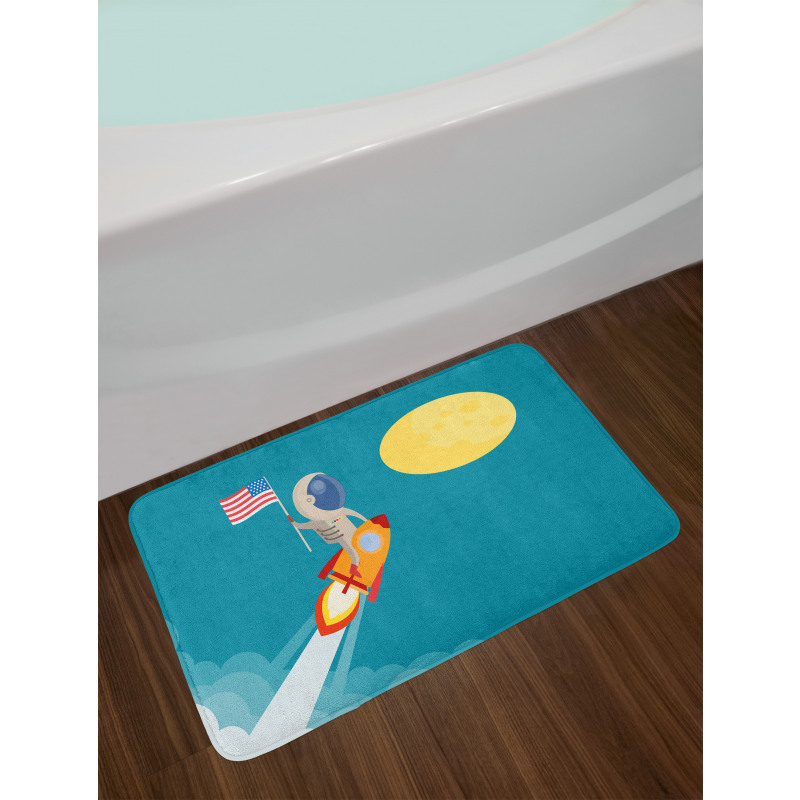 Astronaut Flying to the Moon Bath Mat