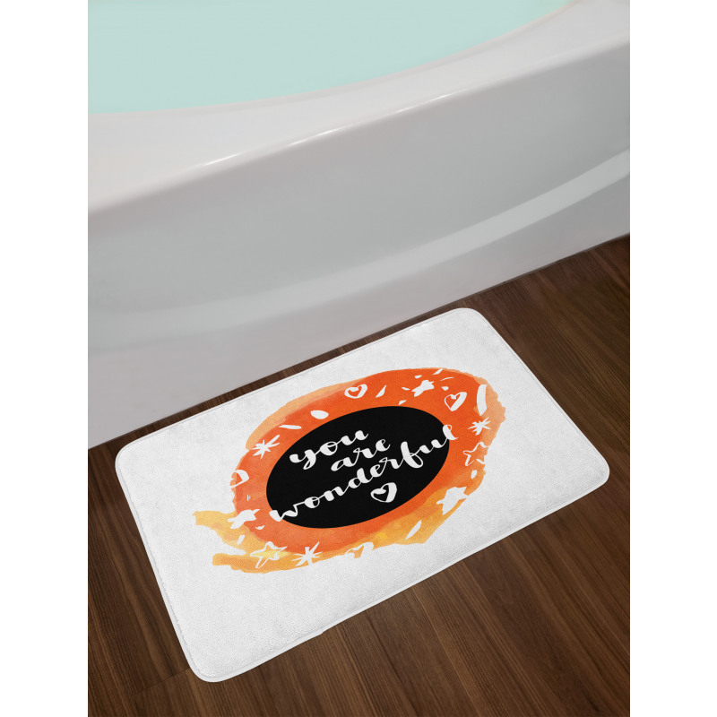 Watercolor You are Wonderful Bath Mat