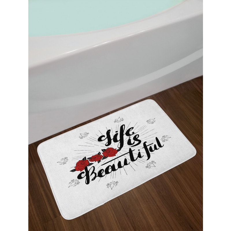 Life is Roses Motif Bath Mat