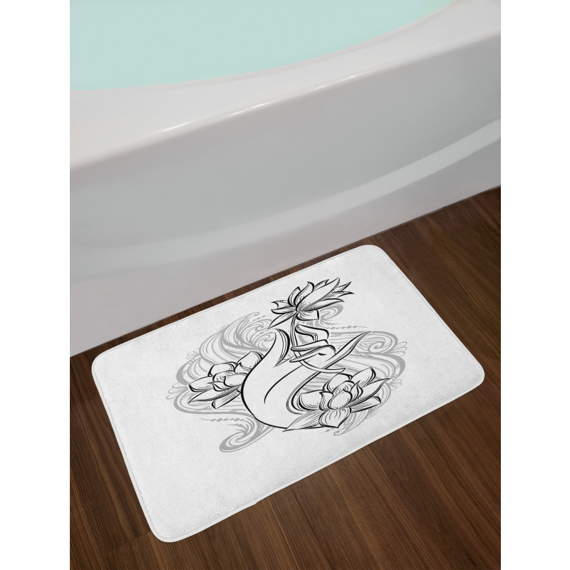 Hand Holds Lotus Bath Mat