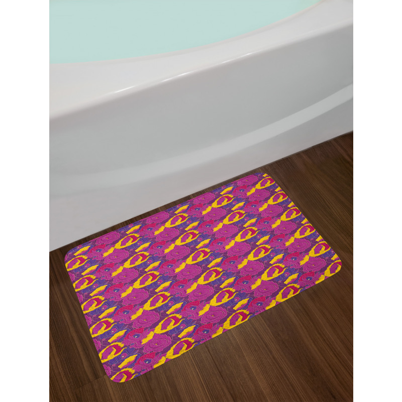 Cartoon Cheerful Flowers Bath Mat