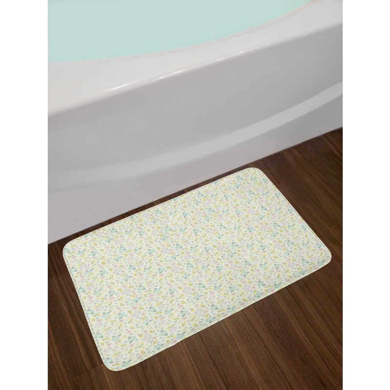 Pastel Tone Flora Bath Mat