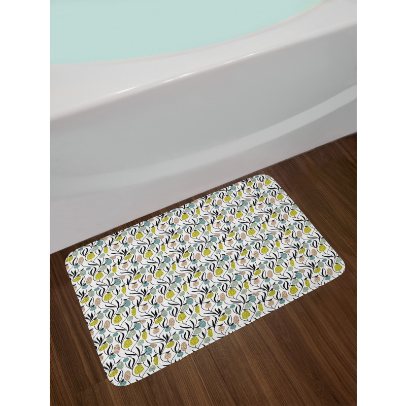 Birds and Abstract Plants Bath Mat