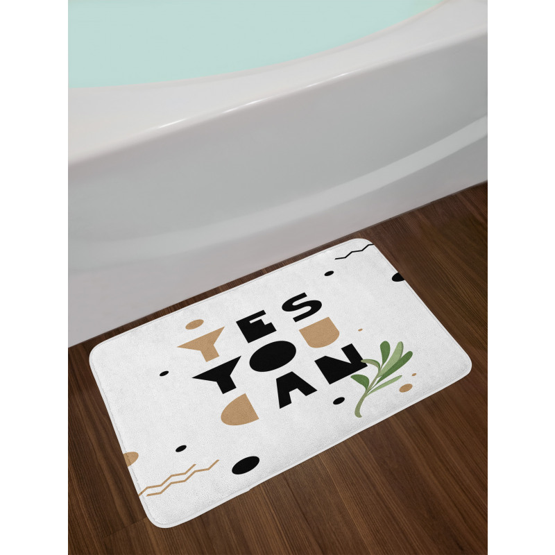 Encouraging Phrase Leaf Bath Mat