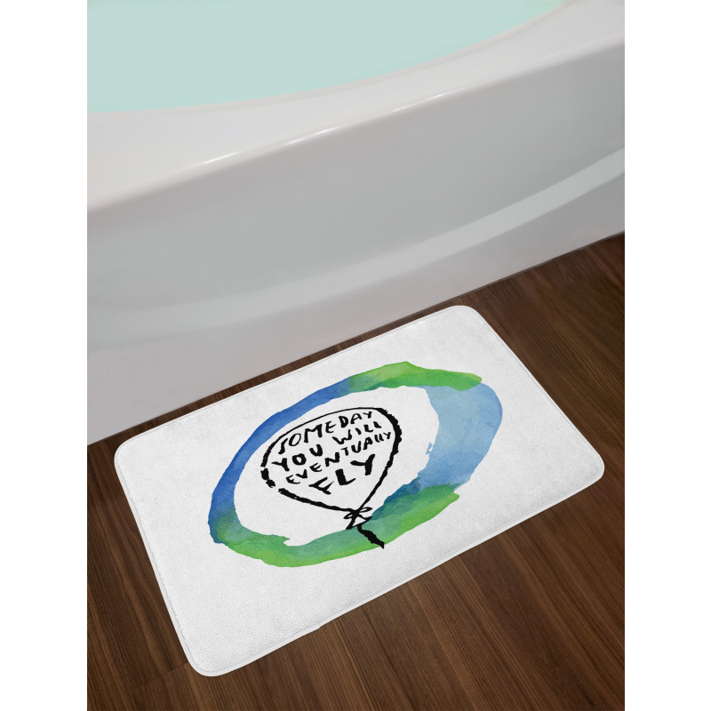 Watercolor Encouraging Text Bath Mat