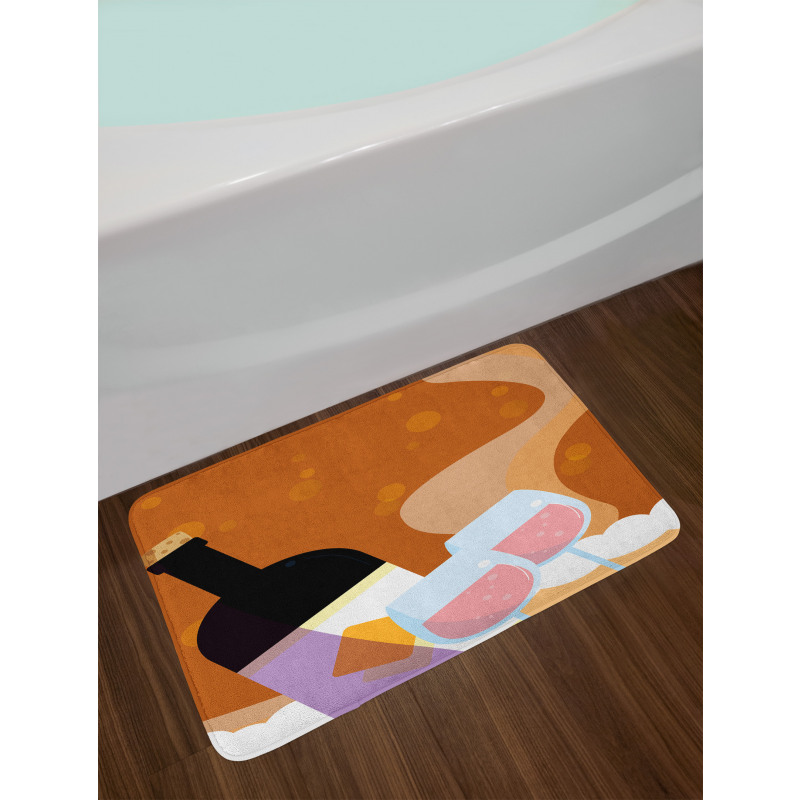 Rose Wine Bottle Cartoon Bath Mat