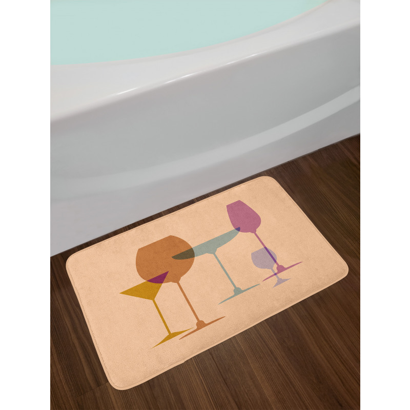 Wine Glasses Silhouette Art Bath Mat