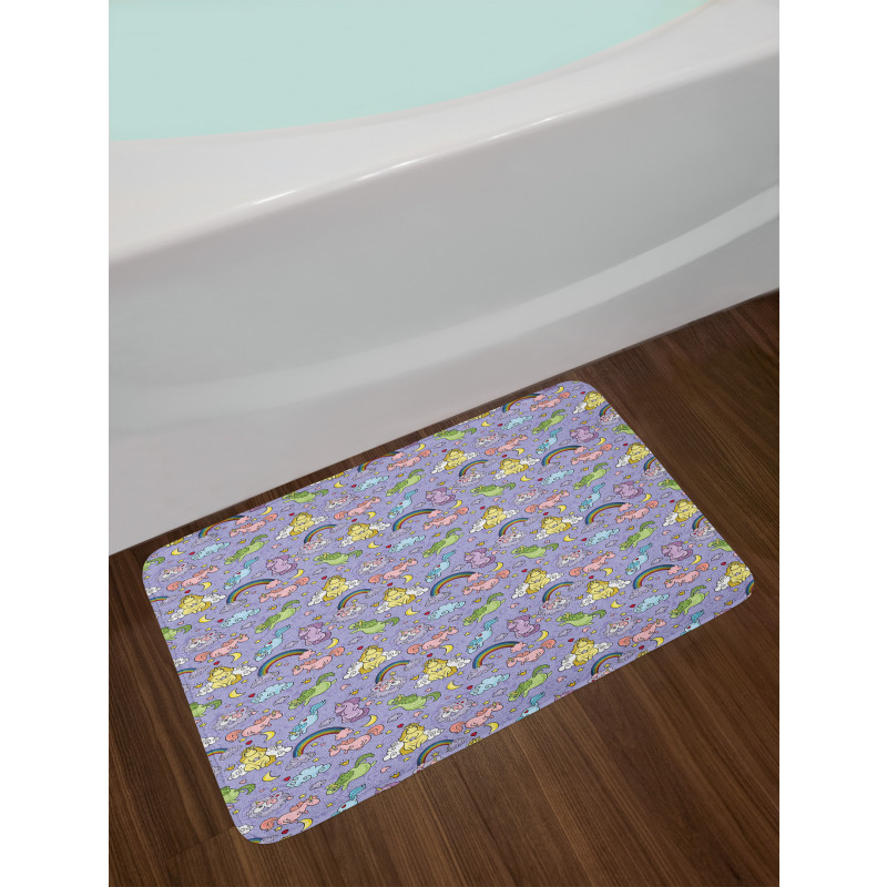 Unicorns Flying in Sky Bath Mat