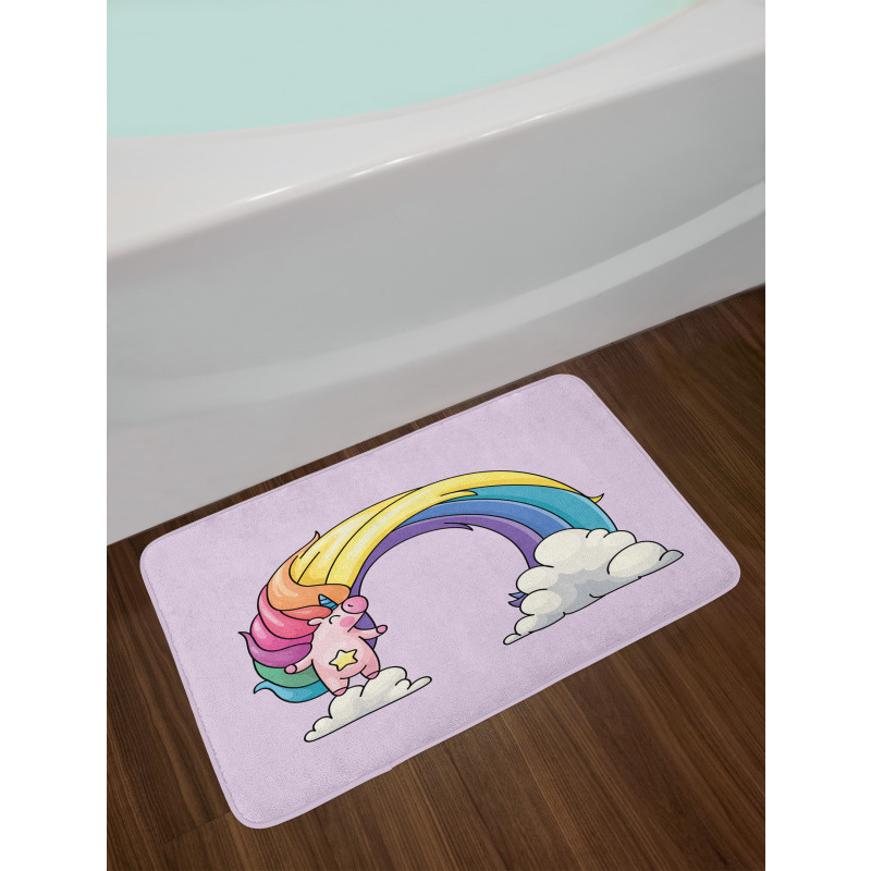 Funny Unicorn Colorful Mane Bath Mat