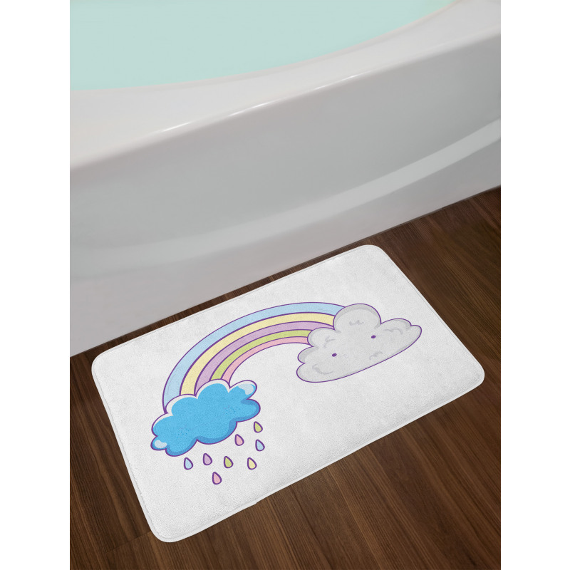 Raining Clouds Cartoon Art Bath Mat