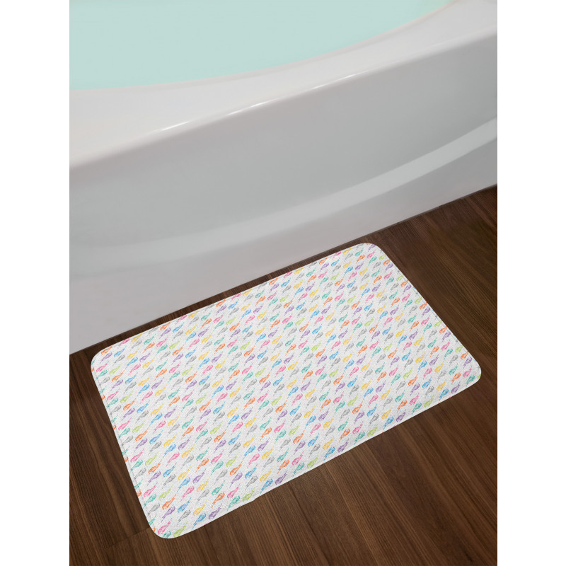 Colorful Sparrows Dots Bath Mat