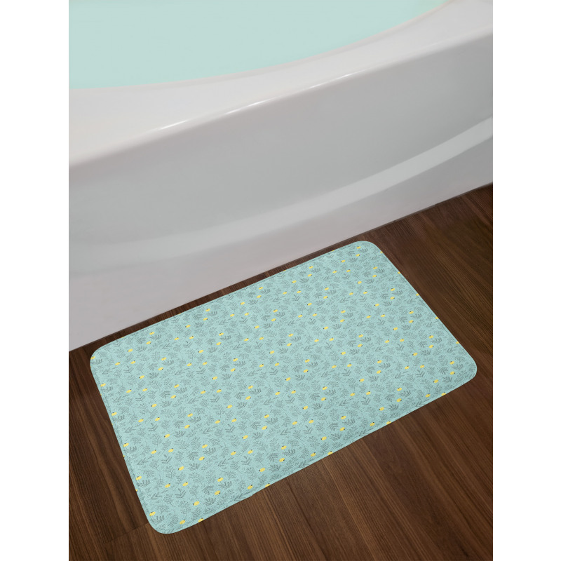 Round Flora with Leaves Bath Mat