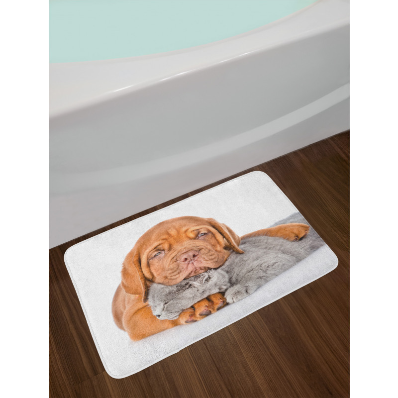 Sad Bordeaux and Kitten Bath Mat