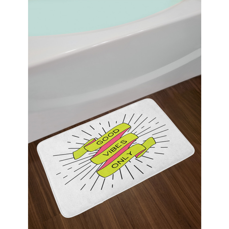 Positive Words Rays Bath Mat