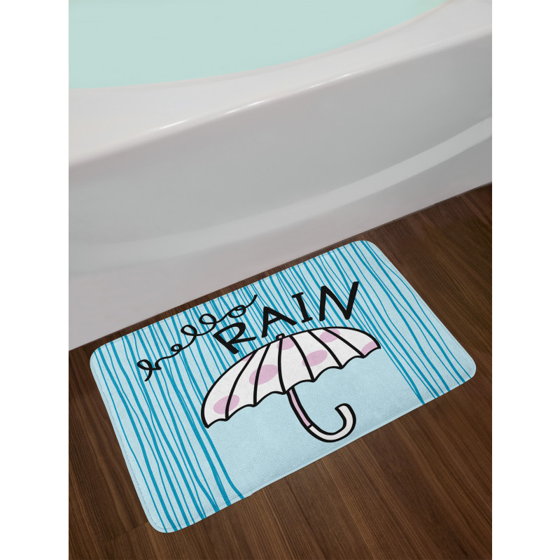 Hello Rain Wording Umbrella Bath Mat