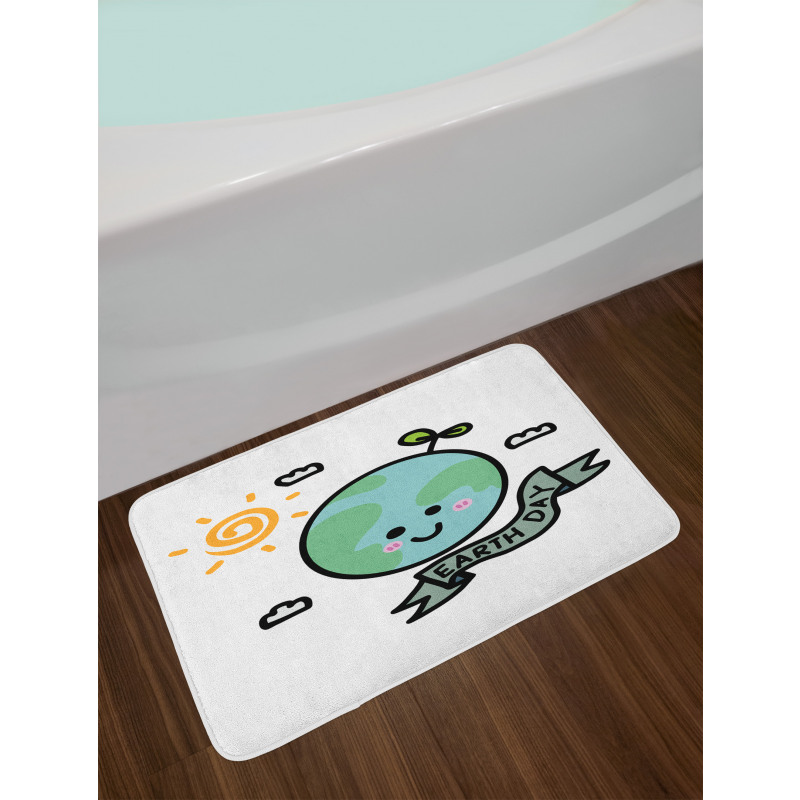 Childish Globe Doodle Bath Mat