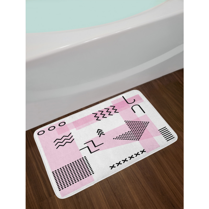 Memphis Retro Doodle Art Bath Mat