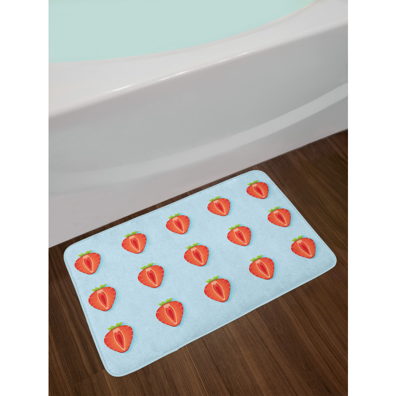 Symmetric Halved Strawberry Bath Mat