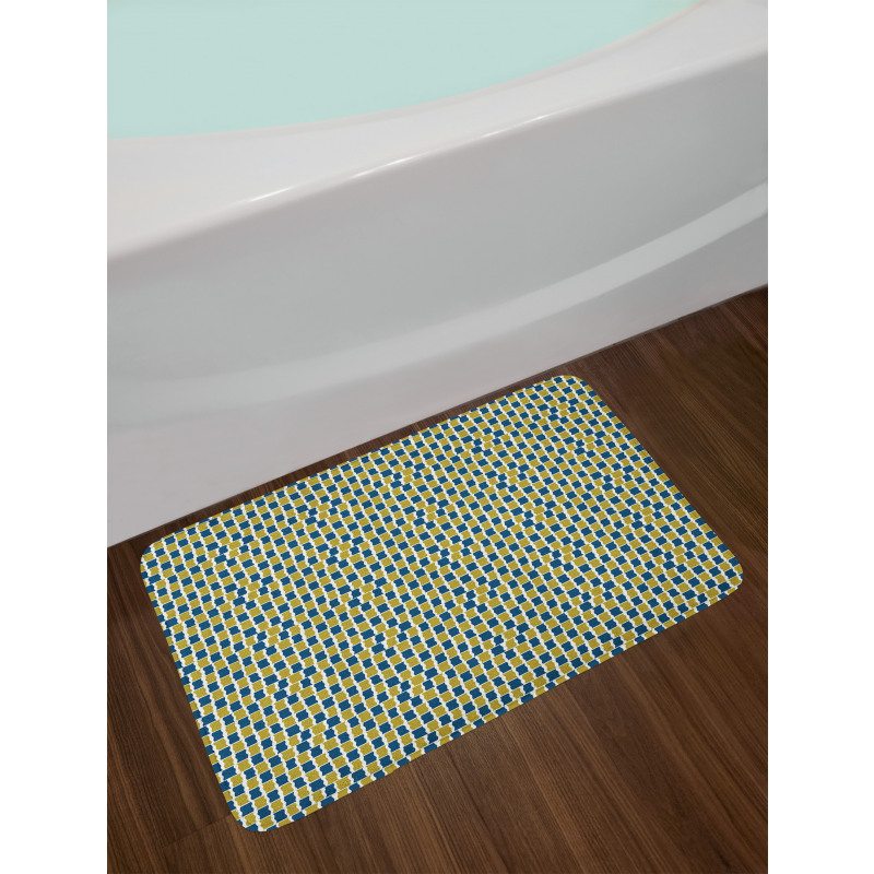 Bicolour Wavy Squares Bath Mat