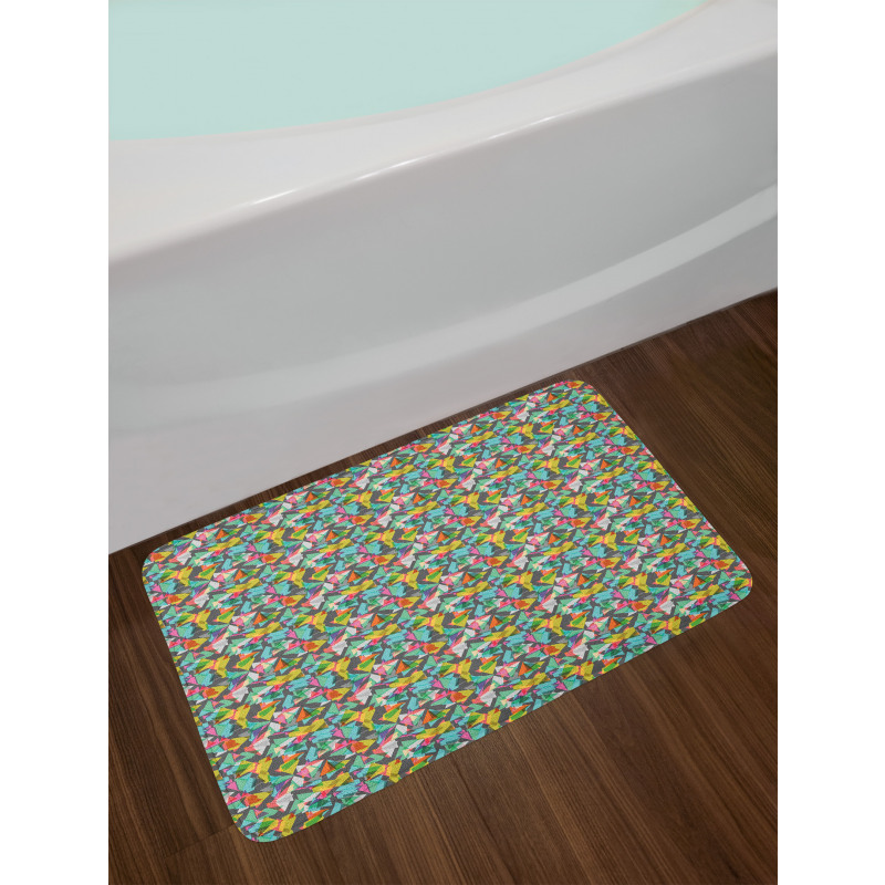 Complex Vivid Triangles Bath Mat