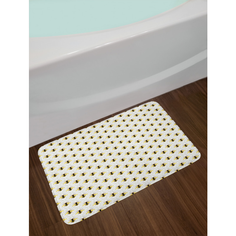 Silhouettes on Hexagons Bath Mat