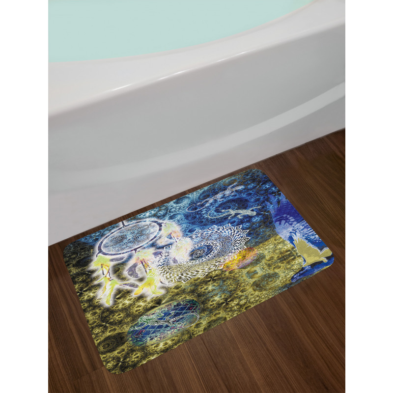 Tribal Lizards Dreamcatcher Bath Mat