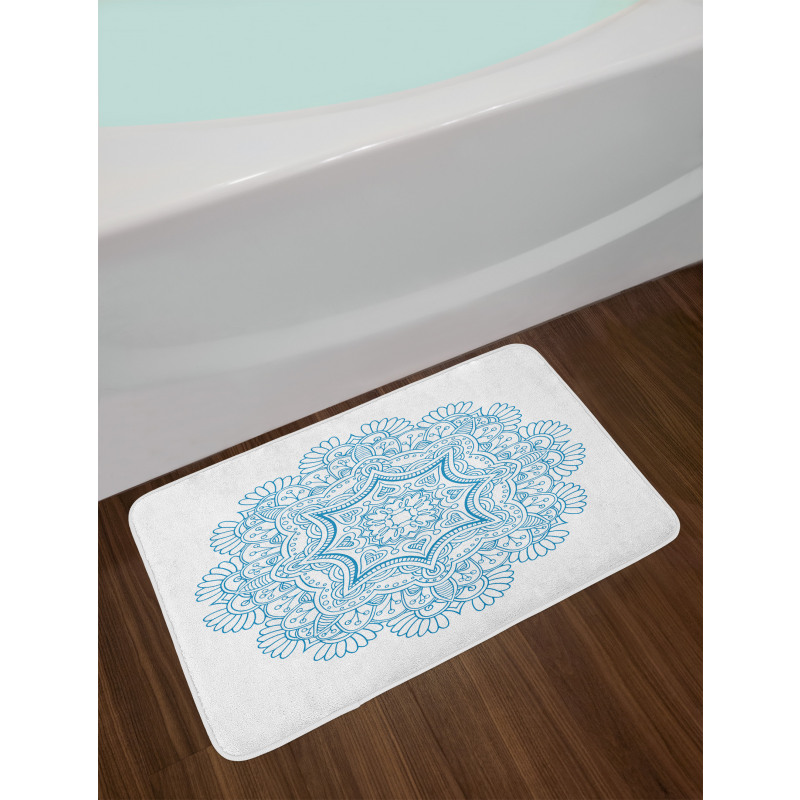 Monotone Floral Round Bath Mat