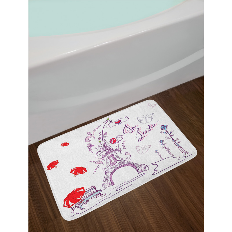 Doodle Romantic Paris Bath Mat