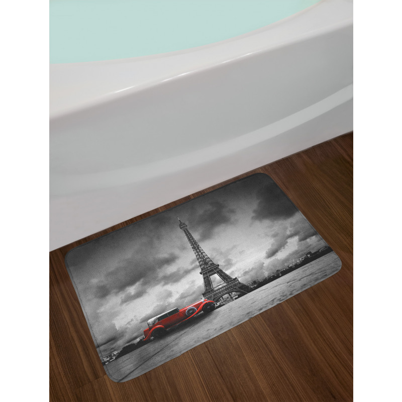 French Car Dark Clouds Bath Mat