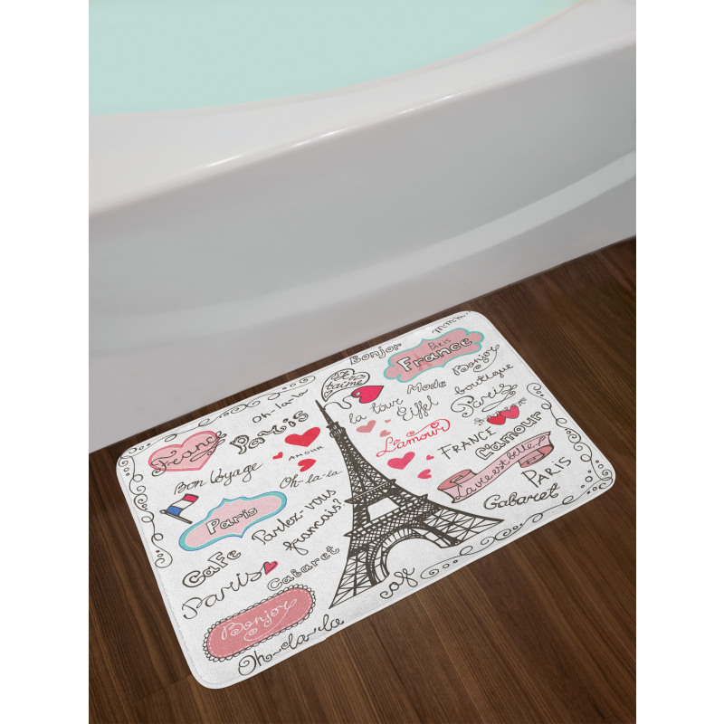 Paris Letter Heart Bath Mat