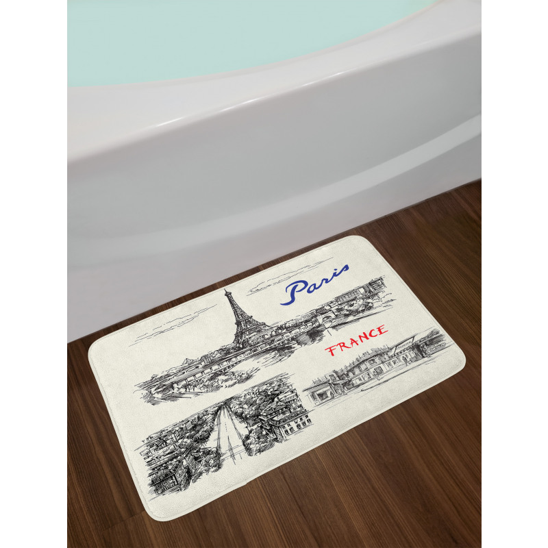 Paris Sketch Art Bath Mat