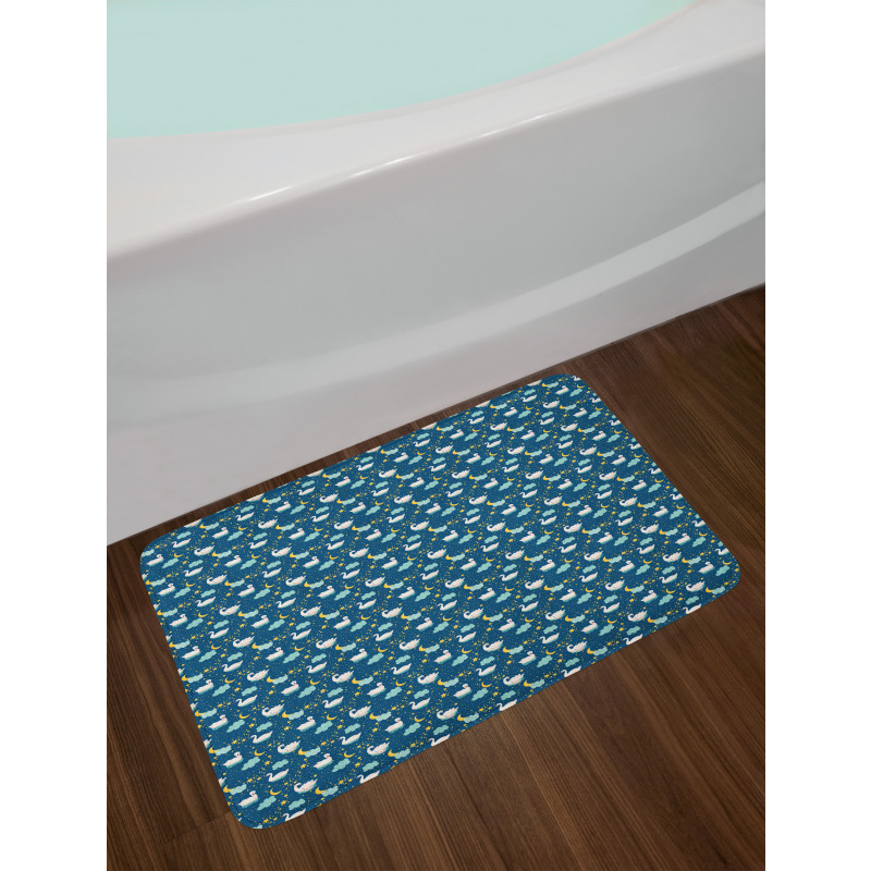 Aquatic Birds at Night Star Bath Mat