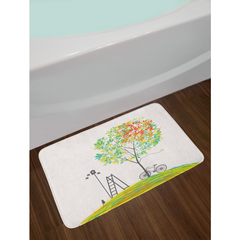 Bicycle Stairs Bird Bath Mat