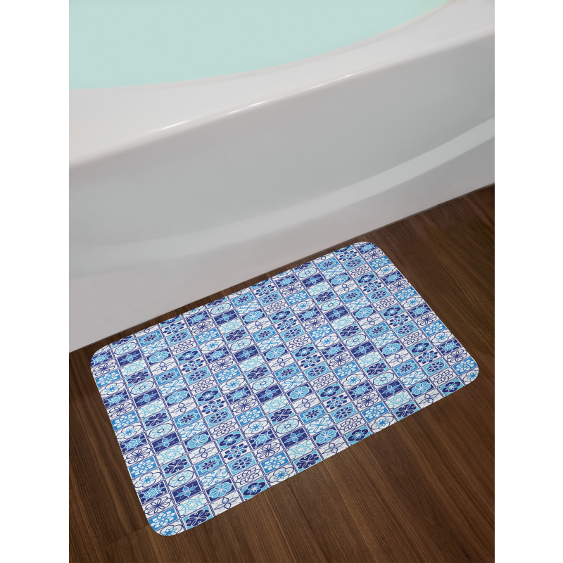 Floral Motif Squares Bath Mat