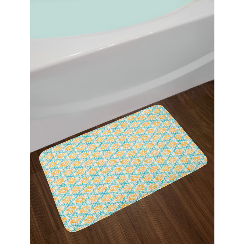 Thin Line Curlicue Damask Bath Mat