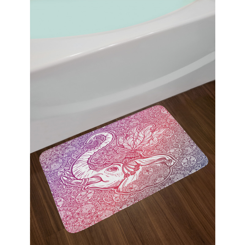 Eastern Elephant Zentangle Bath Mat